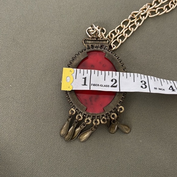 💕 Gorgeous Red color NECKLACE w chain - Picture 11 of 16